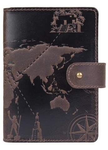 Обложка для паспорта из кожи «7 wonders of the world» PB-03S/1 Shabby Alga Темно-зеленый Hi Art (268371171)