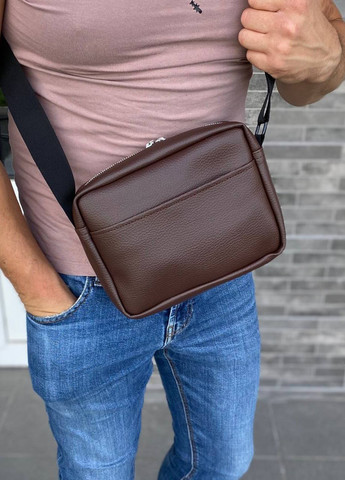 Чоловіча коричнева сумка через плече Galaxy brown багато відділень No Brand (263347918)