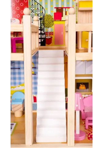 Большой деревянный интерактивный кукольный домик коттедж вилла с бассейном на 3 этажа с мебелью 90х59х29 см (475463-Prob) Unbranded (267813459)