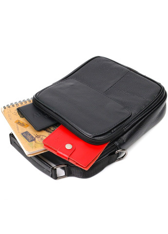 Практичний чоловічий месенджер із натуральної шкіри 21950 Чорний Vintage (267507120)