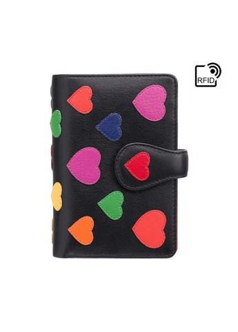 Шкіряний жіночий гаманець Crush c RFID (Black-Multi Love) Visconti (261853519)