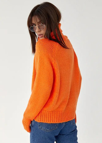 Кислотно-оранжевый объемный свитер гольф оранжевый No Brand