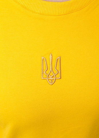 Женский лонгслив оверсайз с вышивкой "Тризуб класичний" жолтый Мальви (267653531)