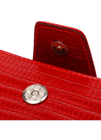 Фактурне жіноче вертикальне портмоне з монетницею на блискавці з натуральної шкіри з тисненням 21731 Червоне Canpellini (259815755)