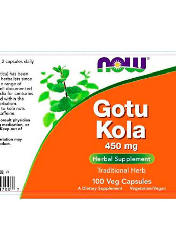 GOTU KOLA 450 mg 100 Veg Caps Now Foods (256719203)