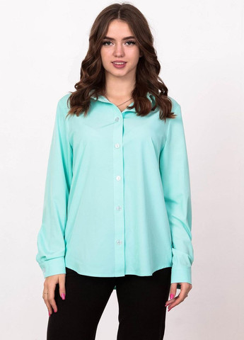 Бірюзова блузка - сорочка жіноча 051 однотонний софт бірюзова Актуаль