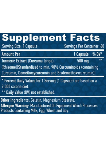 Curcumin /Turmeric Extract/ 500 mg 60 Caps Haya Labs (259967158)