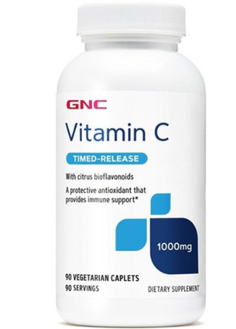 Vitamin C with Citrus Bioflavonoids, Timed-Release 1000 mg 90 Veg Caplets GNC (256721419)