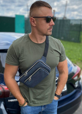 Синя нагрудна сумка матова бананка слінг Crazy No Brand (261554966)