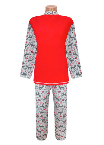 Красная всесезон пижама начесная good night свитшот + брюки Жемчужина стилей 1326