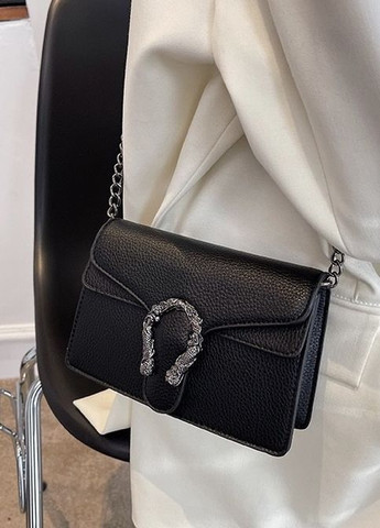 Женская маленькая сумка клатч на цепочке кросс-боди с подковой через плечо черная No Brand (267807852)