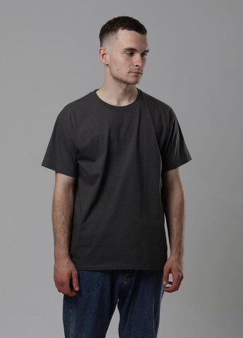 Серая базовая однотонная футболка серого цвета с коротким рукавом No Brand