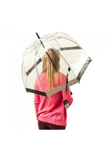 Механический женский прозрачный зонт-трость BIRDCAGE-1 L041 - BLACK WHITE Fulton (262449499)