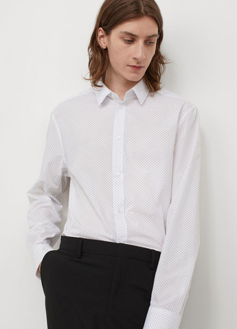 Белая кэжуал рубашка в горошек H&M