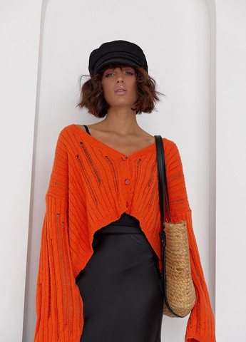 Жіночий кардиган у стилі гранж - помаранчевий Lurex (262810599)