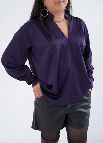 Фиолетовая женская рубашка из шелка армани цвет фиолетовый р.44/48 446628 New Trend