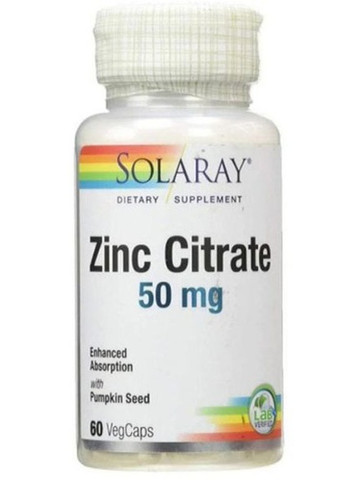 Zinc Citrate 50 mg 60 Veg Caps SOR-47102 Solaray (257252472)