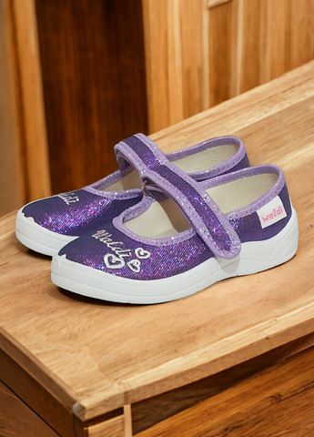 Тапочки текстильні для дівчинки Аліна Сердечки 24 (15см) фіолетові Waldi (274380548)