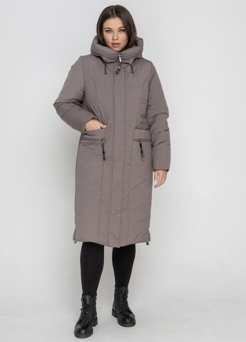 Світло-коричнева зимня зимова жіноча куртка великого розміру SK
