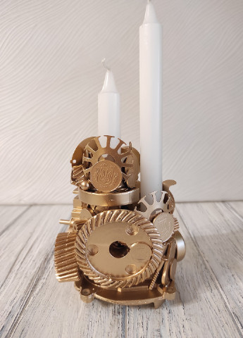 Сувенір підсвічник свічник стімпанк з металу з золотим напиленням ручна робота хендмейд подарунок SuvenirPodarokZP 7 (256615303)