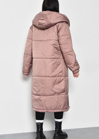Коричнева зимня куртка жіноча єврозима подовжена кольору мокко Let's Shop