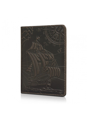 Кожаная коричневая обложка на паспорт HiArt PC-01 Discoveries Коричневый Hi Art (268371758)