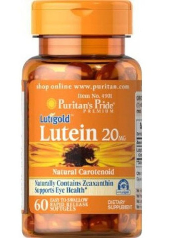 Puritan's Pride Lutigold Lutein 20 mg 60 Softgels Puritans Pride (256724663)