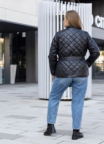 Черная демисезонная осенняя женская куртка большого размера SK