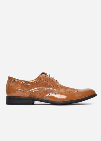Классические светло-коричневые мужские украинские туфли Let's Shop на шнурках