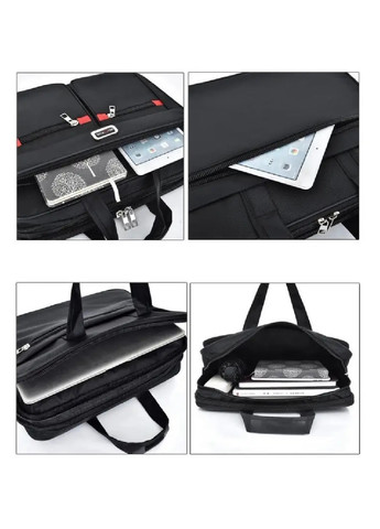 Конференц-сумка портфель з ручками плечовим ременем для документів ноутбука нейлон 40х30х12 см (474938-Prob) Чорна Unbranded (260449653)
