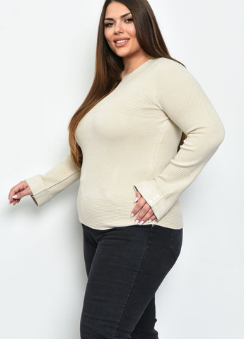 Бежевий зимовий светр жіночий бежевого кольору пуловер Let's Shop