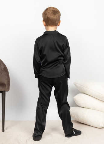 Черная пижама детская домашняя шелковая рубашка со штанами черний Maybel
