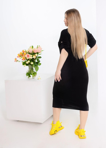 Черное женское платье на кулиске и застегивается на молнию черного цвета р.48/50 362679 New Trend