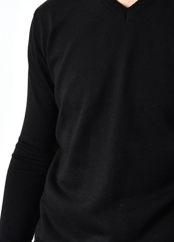 Чорний демісезонний светр чоловічий напівбатальний чорного кольору пуловер Let's Shop