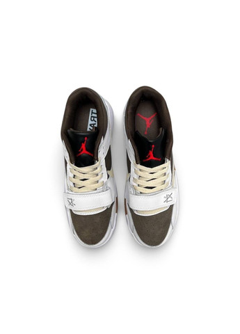Комбіновані Осінні кросівки чоловічі, вьетнам Nike Air Jordan x Travis Scott “Cut The Check” White Brown Gum