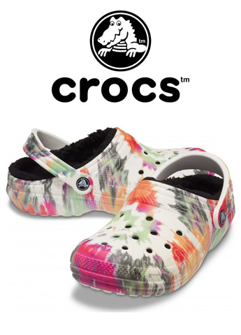 Сабо Кроксы универсальные 1 пара Crocs classic tie dye clog black/multi (259643009)