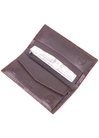 Интересный вертикальный бумажник из натуральной фактурной кожи 21434 Коричневый Karya (258267866)