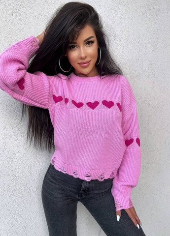 Розовый нежный стильный свитер укороченного кроя Vakko