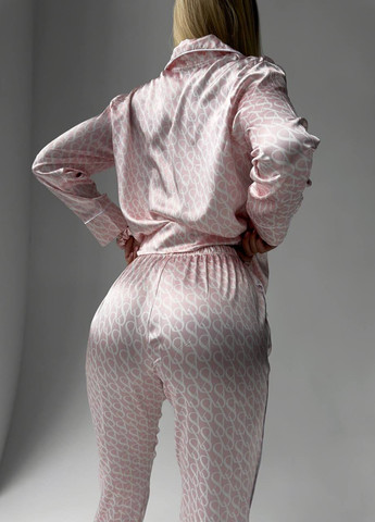 Светло-розовая всесезон стильна піжамка з лого victoria's secret рубашка + брюки Vakko