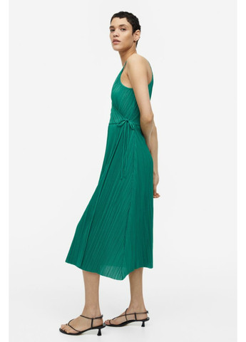 Зелена коктейльна жіноча плісирована сукня н&м (55863) xs зелена H&M