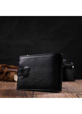 Горизонтальне портмоне для чоловіків з натуральної зернистої шкіри 22059 Чорний Bond (262157957)