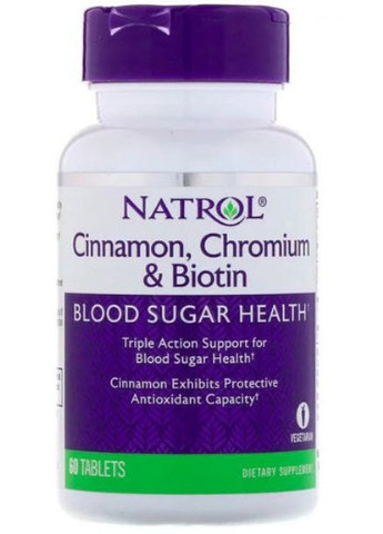 Cinnamon Chromium & Biotin 60 Tabs Natrol (256725411)