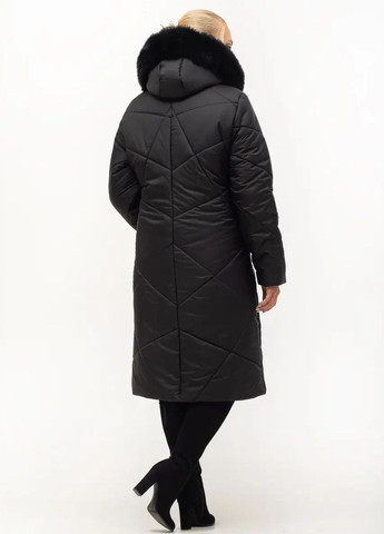 Черная зимняя женская куртка большого размера SK