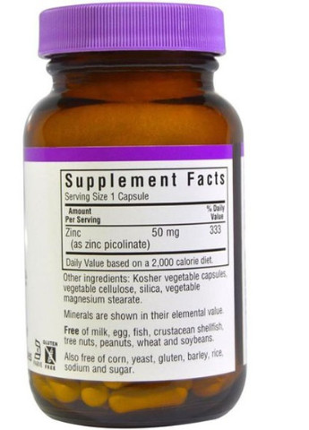Zinc Picolinate 50 mg 100 Veg Caps Bluebonnet Nutrition (256725581)