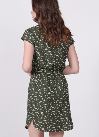 Зеленое кэжуал платье женское 004 ромашка ветка белая софт зеленое Актуаль