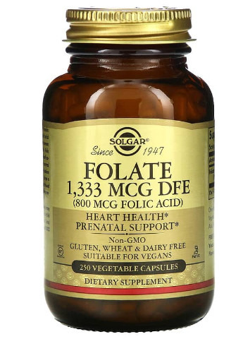Folate 1333 mcg DFE (Folic Acid 800 mcg) 250 Veg Caps Solgar (256725111)