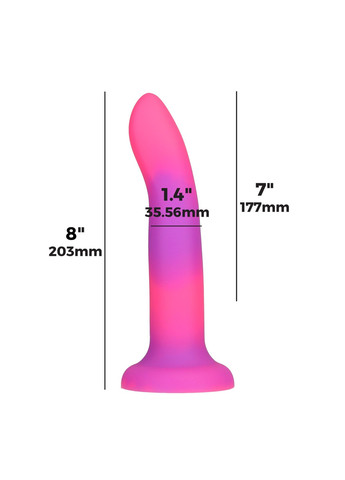 Фалоімітатор, що світиться в темряві, Rave 8″, Glow in the Dark Dildo Pink Purple, 20,3 см ADDICTION (277235337)