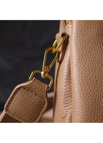 Жіноча модна сумка на три відділення з натуральної шкіри 22106 Бежева Vintage (260360872)