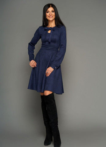 Темно-синя повсякденний, кежуал сукня з еко-замші Jadone Fashion однотонна