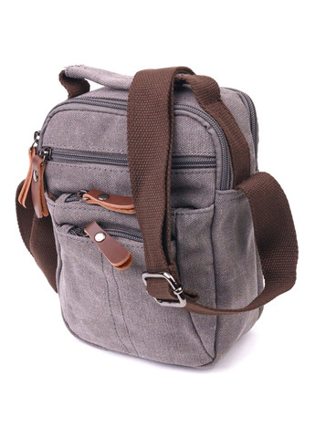 Компактна чоловіча сумка із щільного текстилю 21244 Сіра Vintage (258286250)